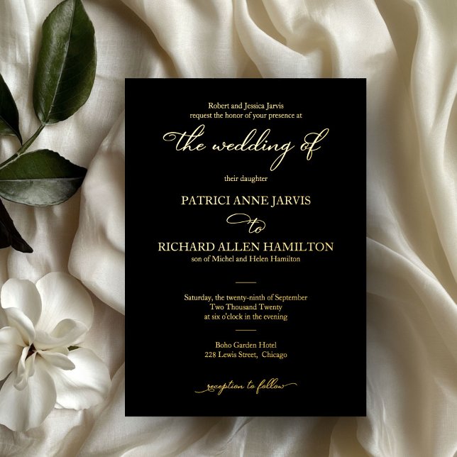 Elegant Calligraphy Classic Wedding Foil Invitation (Creator Uploaded)