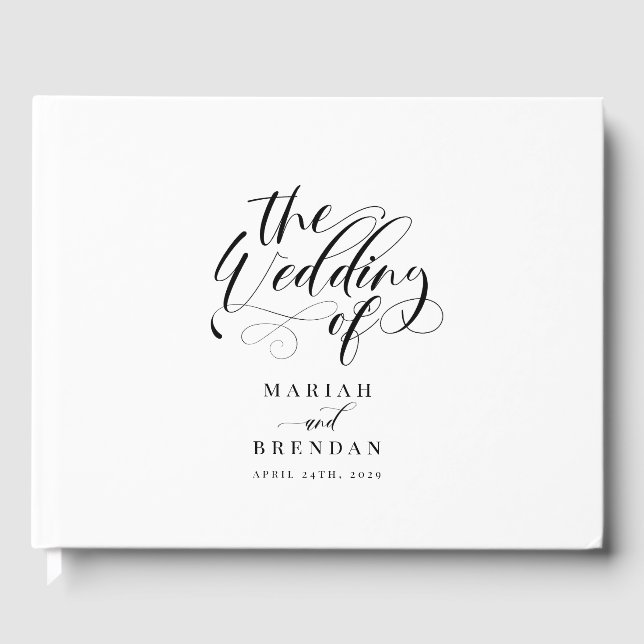 Elegant Calligraphy Classic Wedding Guest Book (Front)