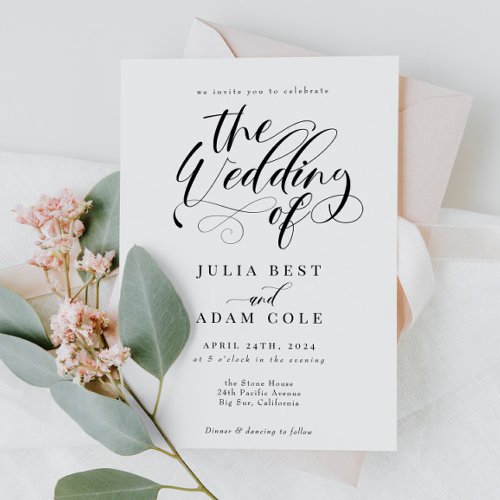 Elegant Calligraphy Classic Wedding Invitation