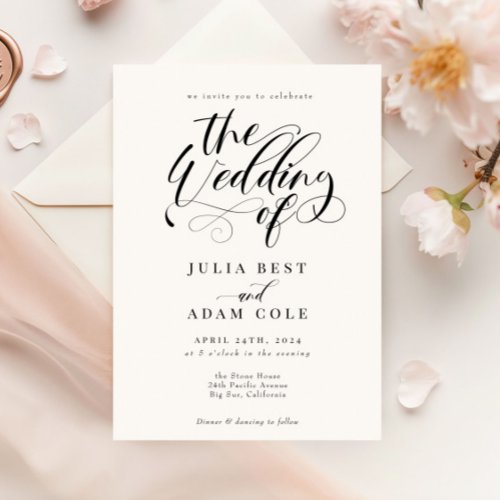 Elegant Calligraphy Classic Wedding Invitation