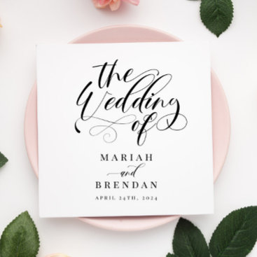 Elegant Calligraphy Classic Wedding Napkins
