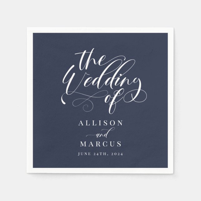 Elegant Calligraphy Classic Wedding Napkins (Front)