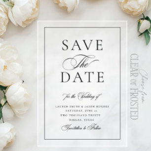 Elegant Calligraphy Classic Wedding Save the Date Acrylic Invitations