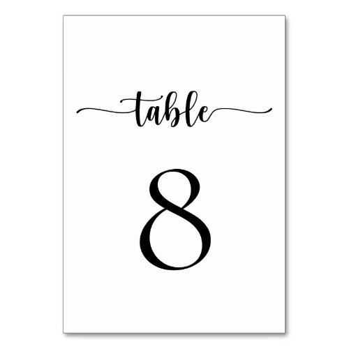 Elegant Calligraphy Classic Wedding  Table Number