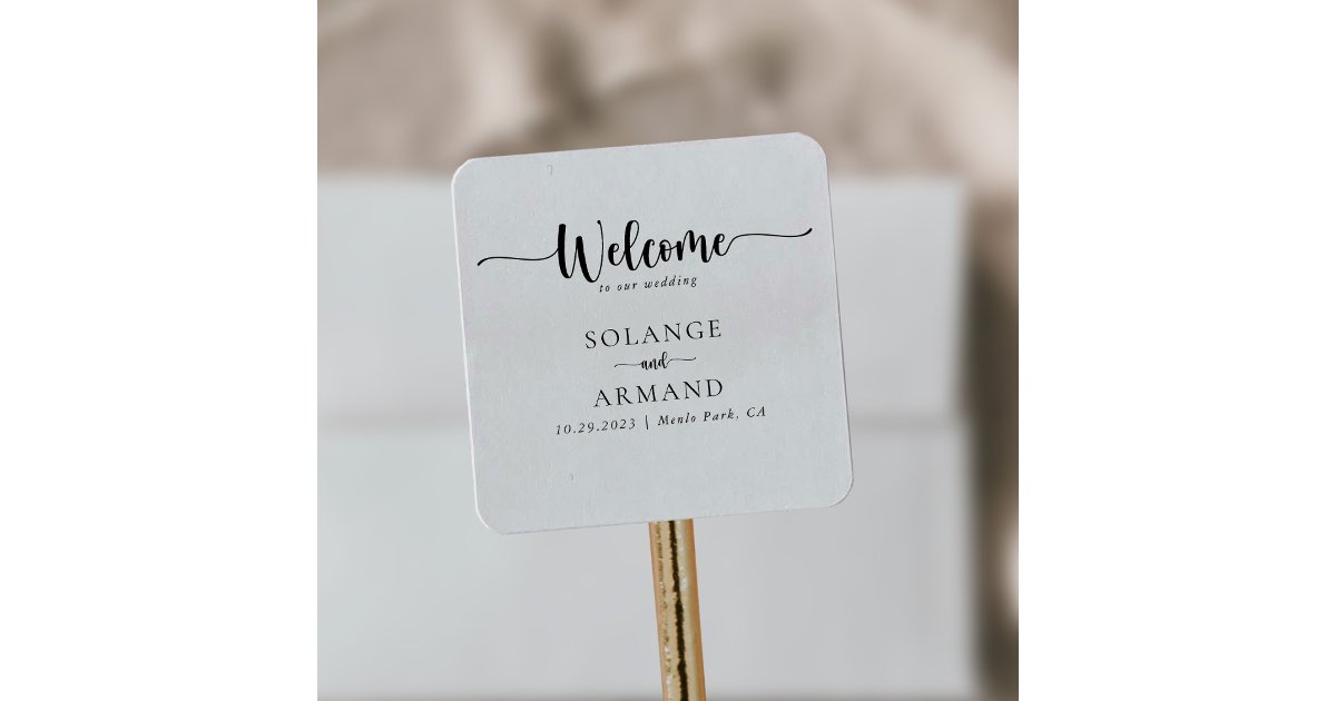 Elegant Calligraphy classic Wedding Welcome Square Sticker | Zazzle