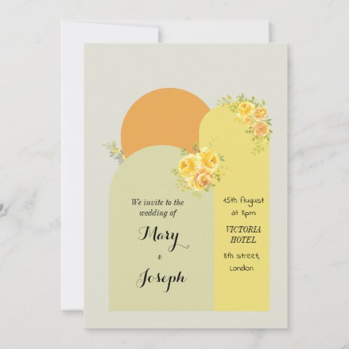 Elegant calligraphy classic yellow modern wedding invitation