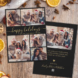 Elegant Calligraphy Collage Christmas Happy Holiday Card<br><div class="desc">Elegant Minimal Modern Elegant Calligraphy Black and Gold 5 Photo Collage "happy holidays" Script Christmas Holiday Card. This festive, minimalist, whimsical five (5) photo holiday greeting card template features a pretty grid photo collage and says "happy holidays" ! The "happy holidays" greeting text is written in a beautiful hand lettered...</div>