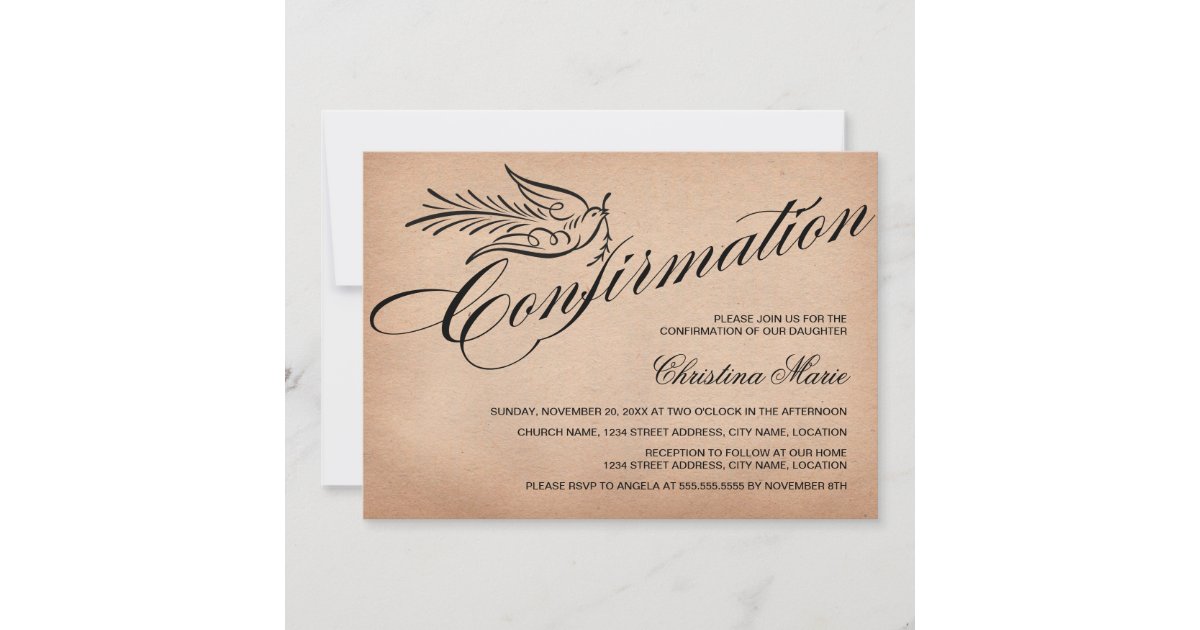 Elegant Calligraphy Confirmation Invitation | Zazzle
