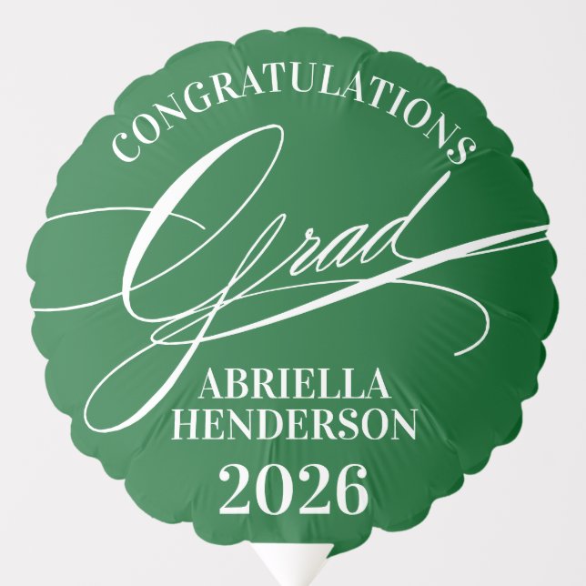 Elegant Calligraphy Congratulations Grad  Balloon (Front)