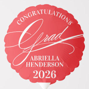 Elegant Calligraphy Congratulations Grad Balloon