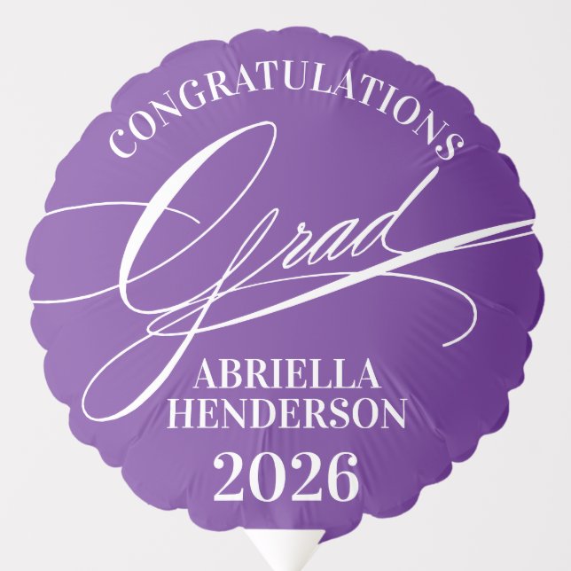 Elegant Calligraphy Congratulations Grad  Balloon (Front)