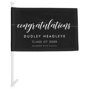 Elegant calligraphy Congratulations Graduate Car Flag