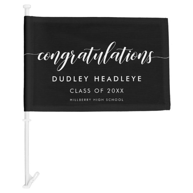 Elegant calligraphy Congratulations Graduate Car Flag (Front)