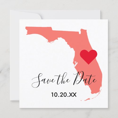 Elegant Calligraphy Coral Florida Save the Date