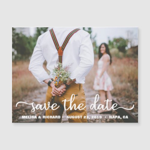 Elegant Calligraphy Couple Photo Save The Date