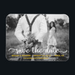 Elegant Calligraphy Couple Photo Save The Date Magnet<br><div class="desc">Elegant Calligraphy Couple Photo Save The Date
Share your wedding date in style with this stylish and unique brush calligraphy script style couple photo save the date magnet.</div>