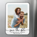 Elegant Calligraphy Couple Photo Save The Date  Magnet at Zazzle