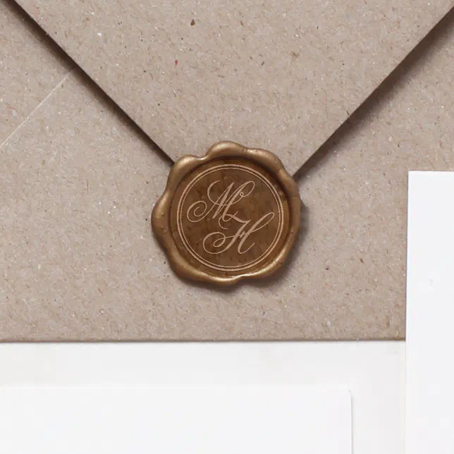 Elegant Calligraphy Couples Monogram Wedding Wax Seal Stamp | Zazzle