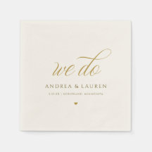 Elegant Calligraphy Cream Gold Wedding