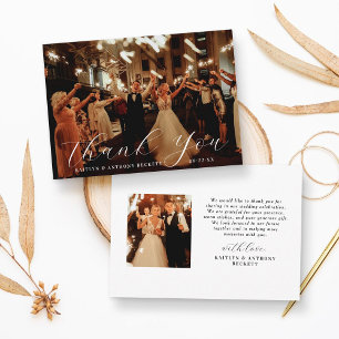 Elegant Calligraphy Custom Wedding Photo Thank You Card