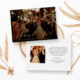 Elegant Calligraphy Custom Wedding Photo Thank You Foil Invitation