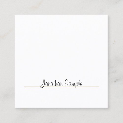 Elegant Calligraphy Design Gold Plain Luxe Trendy Square Business Card