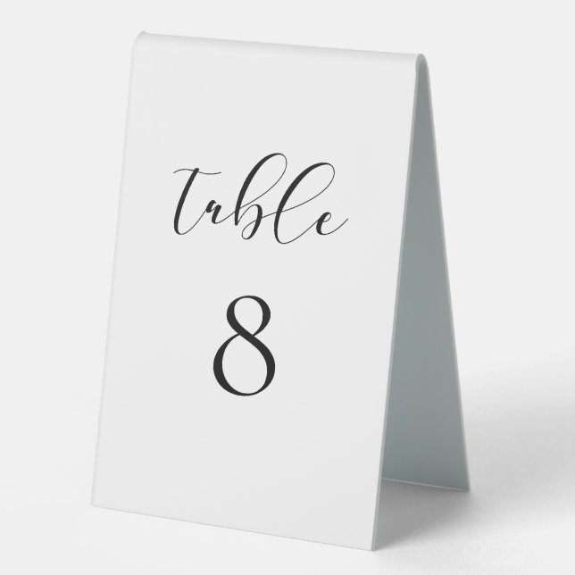 Elegant calligraphy design Number Table Tent (Front)