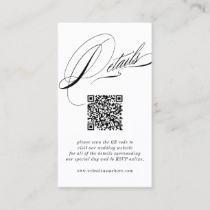 Elegant Calligraphy Details QR Code Business Card