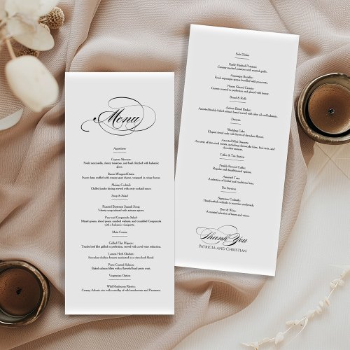 Elegant calligraphy double sided wedding menu