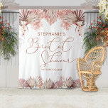 Elegant Calligraphy Dried Palm Boho Bridal Shower Tapestry<br><div class="desc">Elegant Boho Photo Booth Backdrop for your bridal shower. This custom design features casually elegant calligraphy and watercolor dried floral arrangements with dried palm fan leaves, sun spears, foliage and flowers. The template is set up for you to personalize with the bride to be's name and occasion date. Please browse...</div>