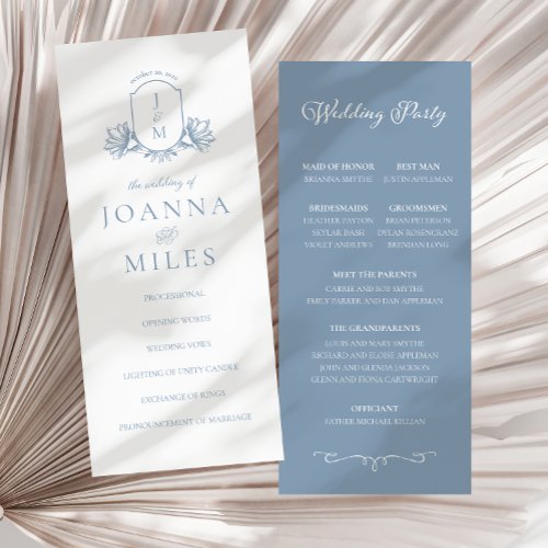 Elegant Calligraphy Dusty Blue Crest Program