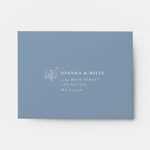 Elegant Calligraphy Dusty Blue RSVP Card Envelope