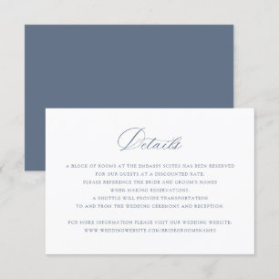 Elegant Calligraphy Dusty Blue Wedding Details Invitation