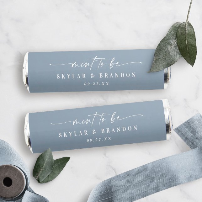 Elegant Calligraphy Dusty Blue Wedding Monogram Breath Savers® Mints (Creator Uploaded)