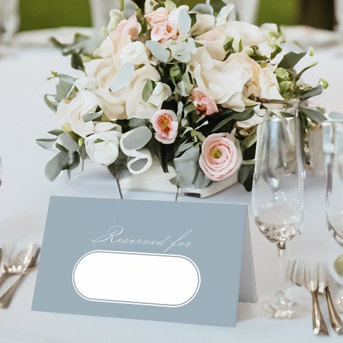 Elegant Calligraphy Dusty Blue Wedding Reserved Place Card