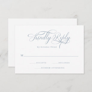 Elegant Calligraphy Dusty Blue Wedding RSVP Card