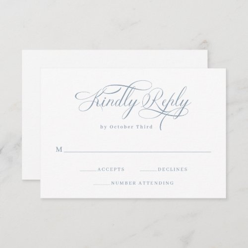 Elegant Calligraphy  Dusty Blue Wedding RSVP Card