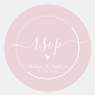 Elegant Calligraphy - Dusty Pink Wedding RSVP Classic Round Sticker