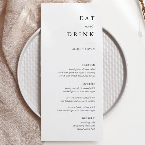 Elegant Calligraphy Eat and Drink Wedding Menus
