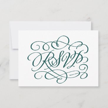 Elegant Calligraphy Emerald Green Meal Choice RSVP Card