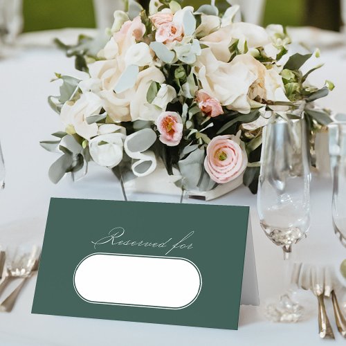 Elegant Calligraphy Emerald Green Wedding Reserved Place Card