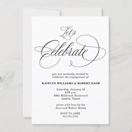 Elegant Calligraphy Engagement Party Invitation