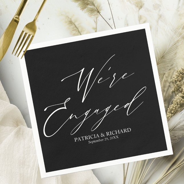 Elegant Calligraphy Engagement Party Napkins (Creator Uploaded)