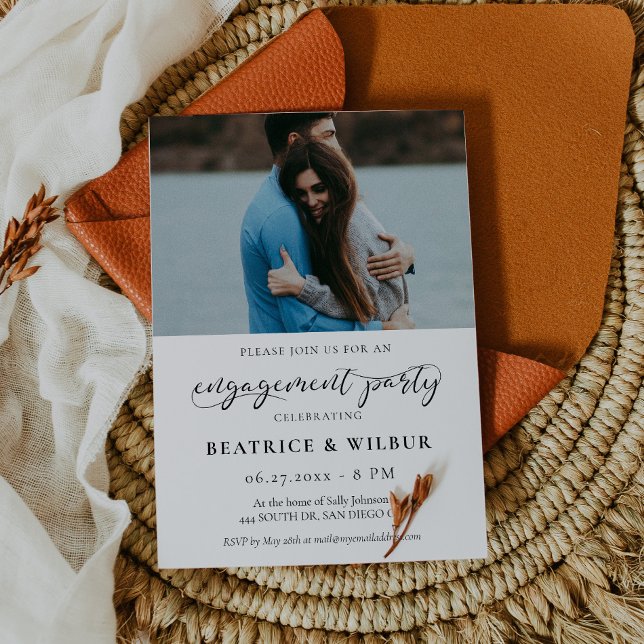 Elegant calligraphy Engagement party photo Invitation (Creator Uploaded)