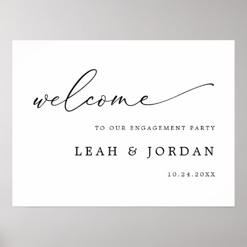 Elegant Calligraphy Engagement Party Welcome Poster