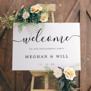 Elegant Calligraphy Engagement Party Welcome Sign