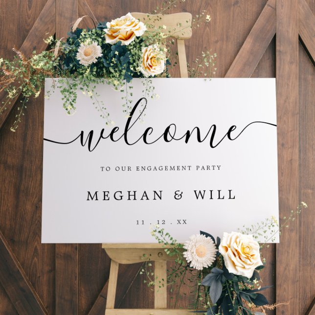 Elegant Calligraphy Engagement Party Welcome Sign (Creator Uploaded)