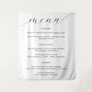 Elegant Calligraphy Fabric Wedding Menu Tapestry