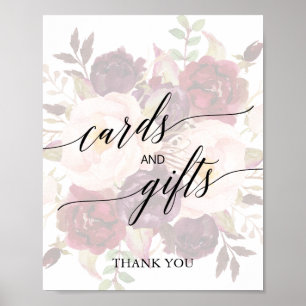 Elegant Calligraphy Faded Floral Cards & Gifts Poster