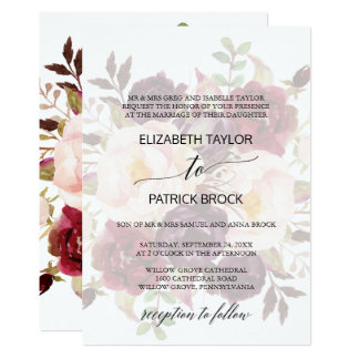 Elegant Calligraphy | Faded Floral Formal Wedding Invitation